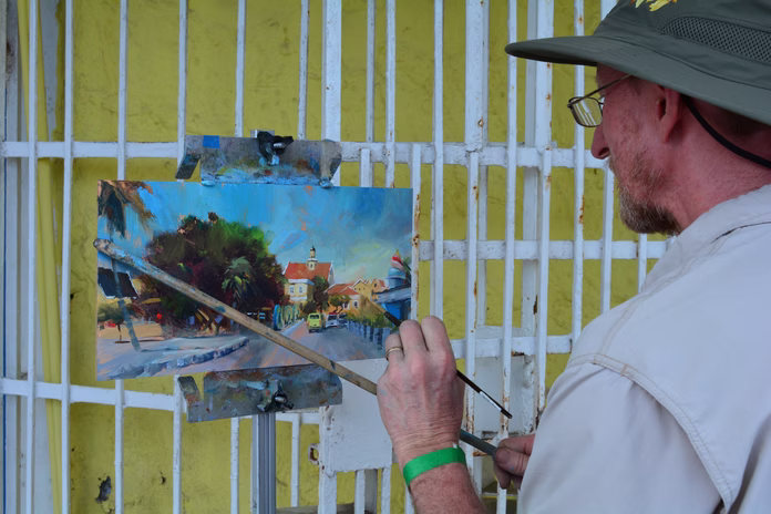 Farley Lewis painting in Curacao